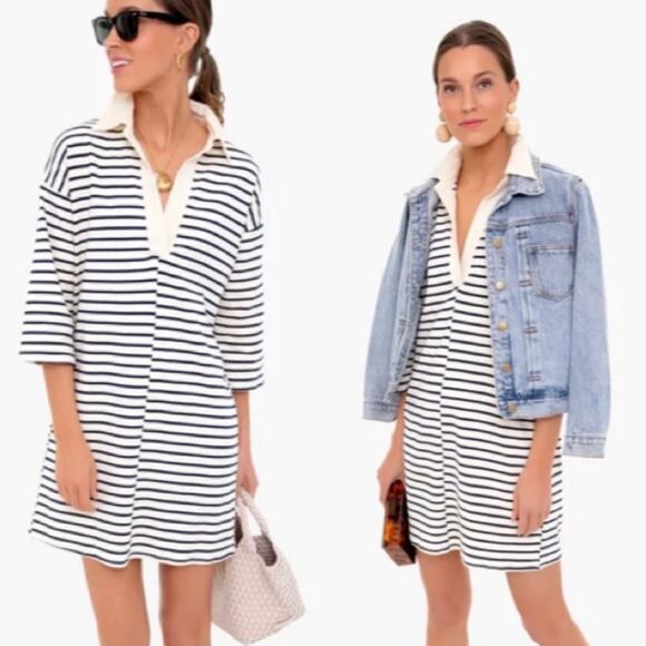 Tuckernuck Navy Stripe Ashton Knit Polo Mini Shift Dress size XS - Picture 6 of 16